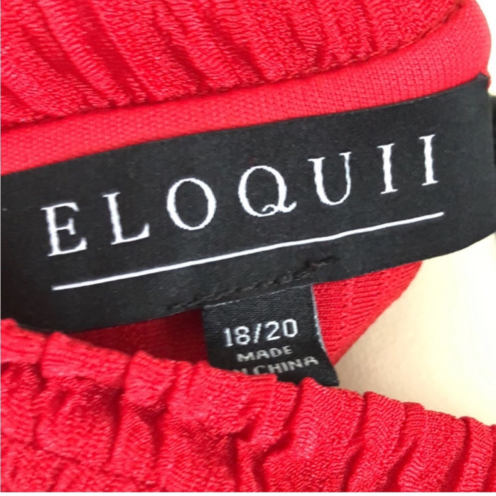🎁🥂Host Pick🥂 New Eloquii Red Textured Fabric Long Sleeve Retro Dress - Picture 10 of 15